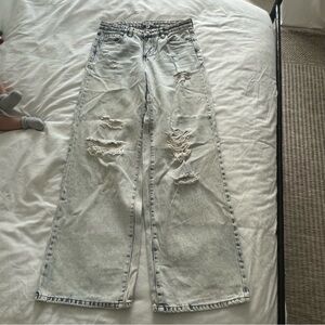 BP Mid Rise Distressed Light Wash Wide Leg Jeans